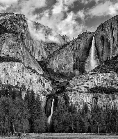 California-Yosemite National Park-Upper and Lower Yosemite Falls at sunrise White Modern Wood Framed Art Print with Double Matting by Collins, Ann