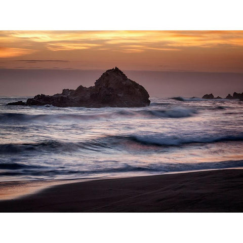 USA-California-Big Sur Dusk at Pfeiffer Beach Black Modern Wood Framed Art Print by Collins, Ann