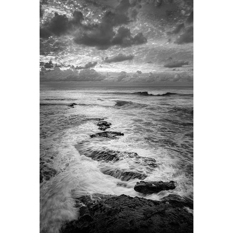 USA-California-La Jolla Ocean and rocks at dusk White Modern Wood Framed Art Print by Collins, Ann