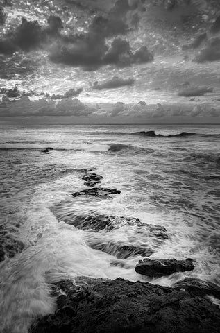 USA-California-La Jolla Ocean and rocks at dusk Black Ornate Wood Framed Art Print with Double Matting by Collins, Ann