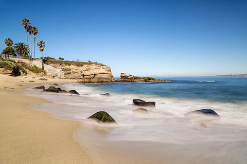 USA-California-La Jolla Quiet morning at La Jolla Cove Black Ornate Wood Framed Art Print with Double Matting by Collins, Ann