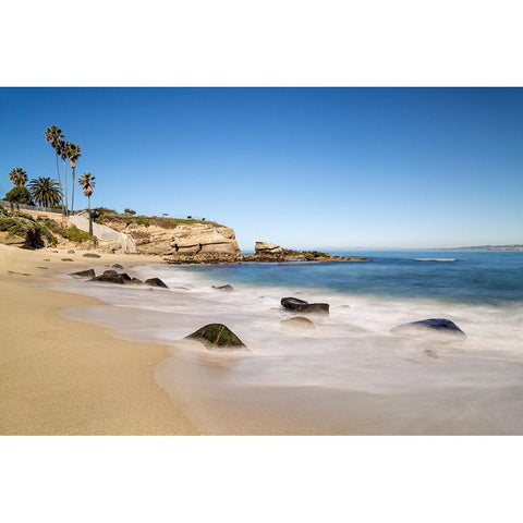 USA-California-La Jolla Quiet morning at La Jolla Cove Black Modern Wood Framed Art Print by Collins, Ann