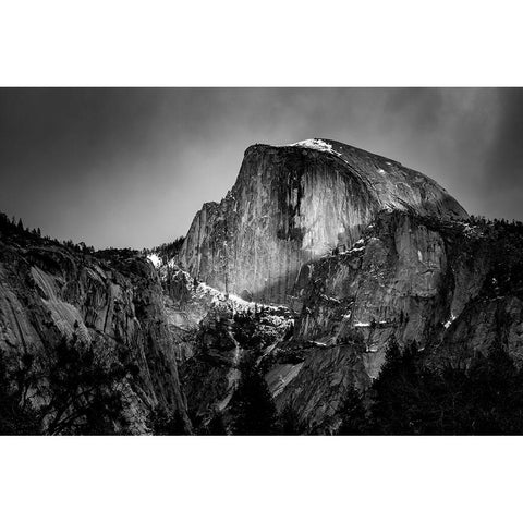USA-California-Yosemite National Park Sunset light hits Half Dome in winter White Modern Wood Framed Art Print by Collins, Ann