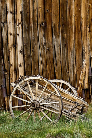 Abandoned wooden wagon-Bodie State Historic Park-California Black Ornate Wood Framed Art Print with Double Matting by Jones, Adam