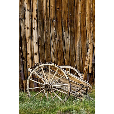 Abandoned wooden wagon-Bodie State Historic Park-California Black Modern Wood Framed Art Print by Jones, Adam