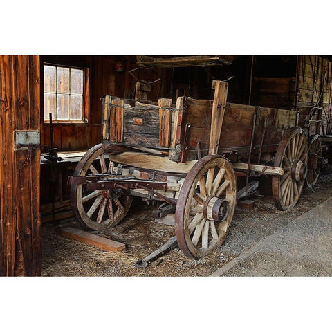 Abandoned ore wagon-Bodie State Historic Park-California White Modern Wood Framed Art Print by Jones, Adam