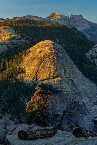 View of North Dome from Glacier Point at sunset-Yosemite National Park-California White Modern Wood Framed Art Print with Double Matting by Jones, Adam