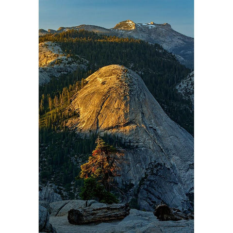 View of North Dome from Glacier Point at sunset-Yosemite National Park-California White Modern Wood Framed Art Print by Jones, Adam