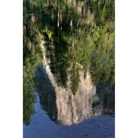 El Capitan reflected on Merced River-Yosemite National Park-California Black Modern Wood Framed Art Print by Jones, Adam