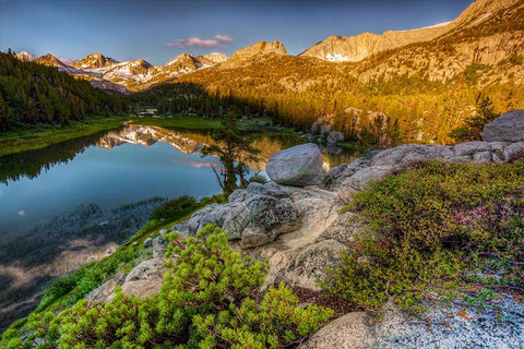 Alpine tarn-Tuolumne Meadows sunrise-Yosemite National Park-California Black Ornate Wood Framed Art Print with Double Matting by Jones, Adam