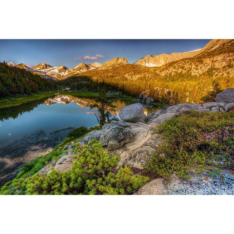 Alpine tarn-Tuolumne Meadows sunrise-Yosemite National Park-California Black Modern Wood Framed Art Print with Double Matting by Jones, Adam