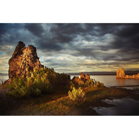 Sunrise on tufa formations-Mono Lake-Tufa State Natural Reserve-California Black Modern Wood Framed Art Print by Jones, Adam