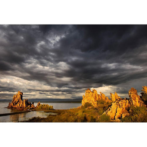 Sunset light on tufa formation-Mono Lake-Tufa State Natural Reserve-California Black Modern Wood Framed Art Print by Jones, Adam