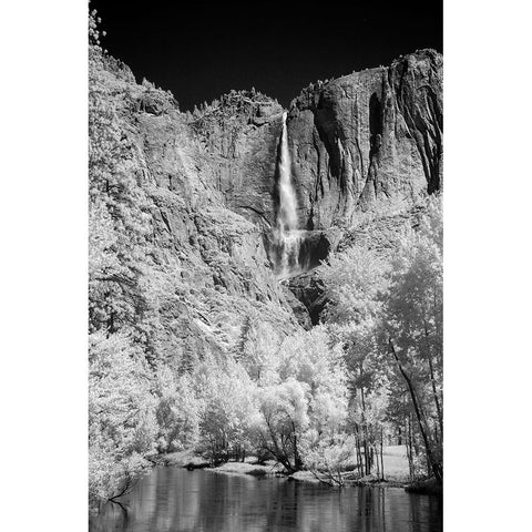 Infrared of Yosemite Falls-Yosemite National Park-California White Modern Wood Framed Art Print by Jones, Adam