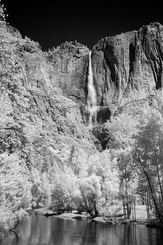 Infrared of Yosemite Falls-Yosemite National Park-California Black Ornate Wood Framed Art Print with Double Matting by Jones, Adam