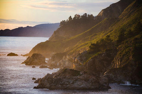Coastal Cliffs at Sunset-Julia Pfeiffer Burns State Park-Big Sur-California-USA Black Ornate Wood Framed Art Print with Double Matting by Miller, Anna