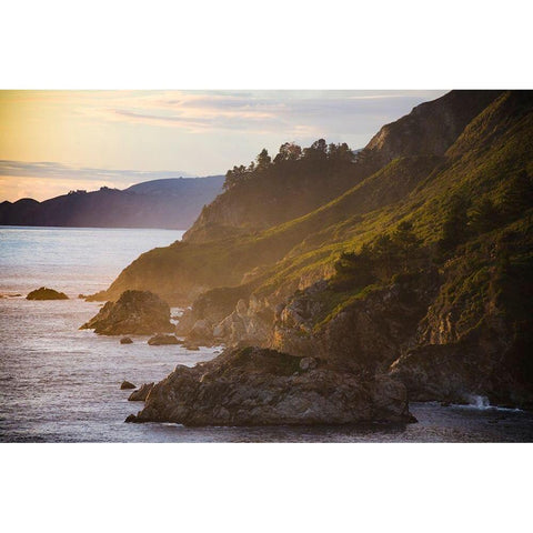 Coastal Cliffs at Sunset-Julia Pfeiffer Burns State Park-Big Sur-California-USA Gold Ornate Wood Framed Art Print with Double Matting by Miller, Anna