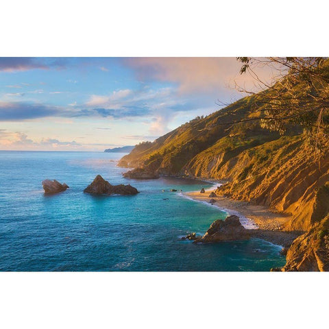 Coastal Cliffs at Sunset-Julia Pfeiffer Burns State Park-Big Sur-California-USA Black Modern Wood Framed Art Print with Double Matting by Miller, Anna