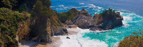 McWay Falls-Julia Pfeiffer Burns State Park-Big Sur-California-USA White Modern Wood Framed Art Print with Double Matting by Miller, Anna