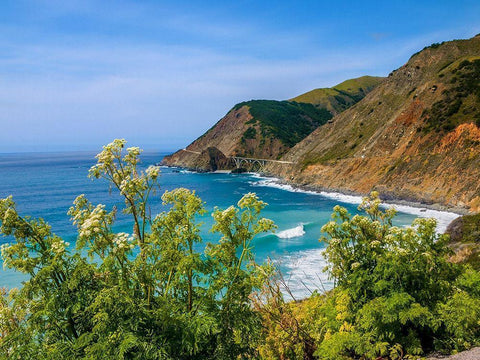 Big Sur Coastal Cliffs-California-USA White Modern Wood Framed Art Print with Double Matting by Miller, Anna