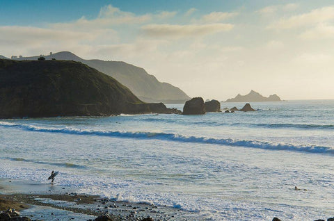 Rockaway Beach-Pacifica-California-USA White Modern Wood Framed Art Print with Double Matting by Miller, Anna