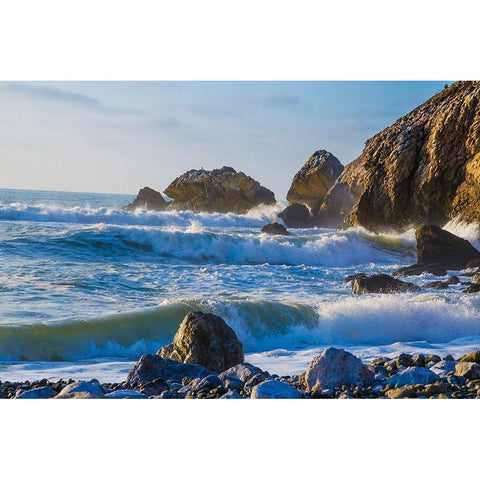 Large Waves on Rockaway Beach-Pacifica-California-USA Black Modern Wood Framed Art Print by Miller, Anna