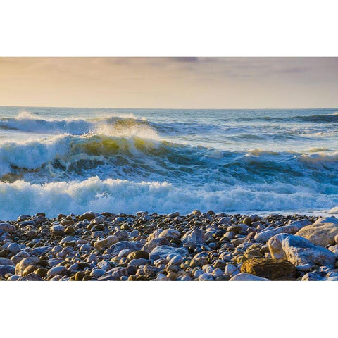 Large Waves on Rockaway Beach-Pacifica-California-USA Black Modern Wood Framed Art Print by Miller, Anna