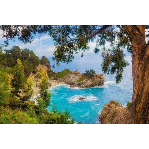 McWay Falls-Julia Pfeiffer Burns State Park-Big Sur-California-USA Black Modern Wood Framed Art Print by Miller, Anna