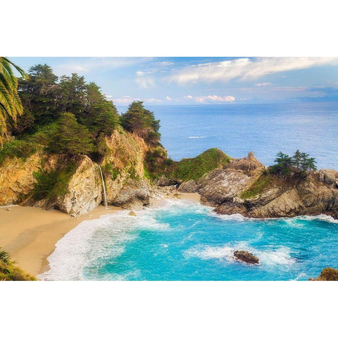 McWay Falls-Julia Pfeiffer Burns State Park-Big Sur-California-USA Black Modern Wood Framed Art Print by Miller, Anna