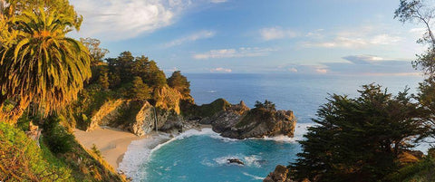 McWay Falls-Julia Pfeiffer Burns State Park-Big Sur-California-USA White Modern Wood Framed Art Print with Double Matting by Miller, Anna