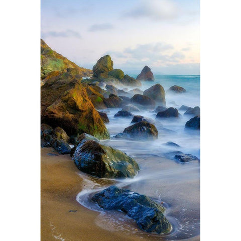 Muir Beach Dusk-Marin County-California-USA White Modern Wood Framed Art Print by Miller, Anna