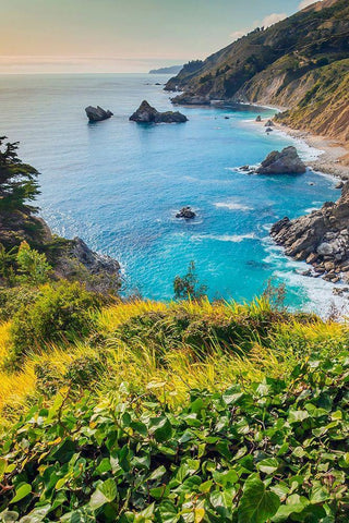 Big Sur Area-California-USA White Modern Wood Framed Art Print with Double Matting by Miller, Anna