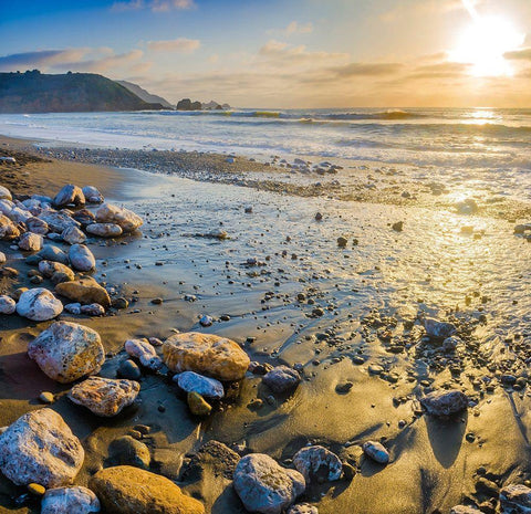 Rockaway Beach Sunset-Pacifica-California-USA White Modern Wood Framed Art Print with Double Matting by Miller, Anna