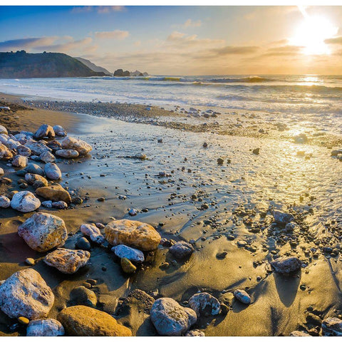 Rockaway Beach Sunset-Pacifica-California-USA Black Modern Wood Framed Art Print with Double Matting by Miller, Anna
