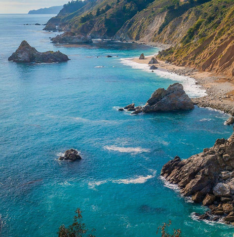 Big Sur Area-California-USA White Modern Wood Framed Art Print with Double Matting by Miller, Anna