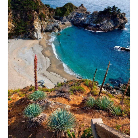 McWay Falls-Julia Pfeiffer Burns State Park-Big Sur-California-USA Black Modern Wood Framed Art Print with Double Matting by Miller, Anna