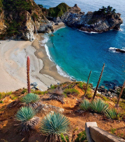 McWay Falls-Julia Pfeiffer Burns State Park-Big Sur-California-USA Black Ornate Wood Framed Art Print with Double Matting by Miller, Anna