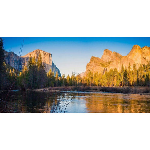 Merced River-Yosemite National Park-California-USA Gold Ornate Wood Framed Art Print with Double Matting by Miller, Anna