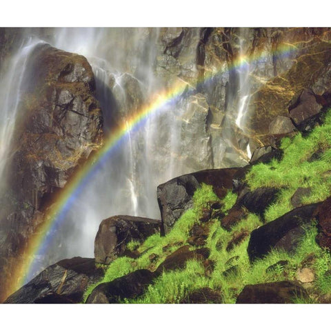 CA, Yosemite A rainbowat Bridal Veil Falls Black Modern Wood Framed Art Print by Talbot Frank, Christopher