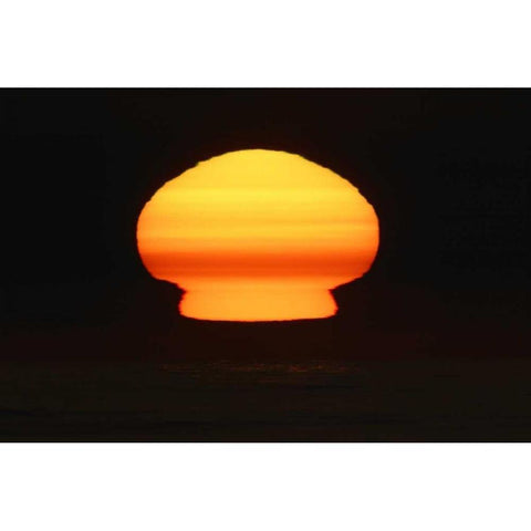 CA, La Jolla Sun at sunset distorts shape Black Modern Wood Framed Art Print by Morris, Arthur
