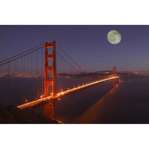 CA, Marin Moonrise above the Golden Gate Bridge Gold Ornate Wood Framed Art Print with Double Matting by Anon, Josh