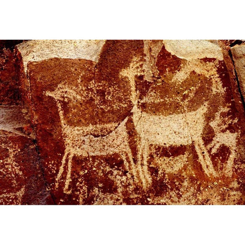 California, Little Petroglyph Canyon Petroglyphs Black Modern Wood Framed Art Print by Welling, Dave