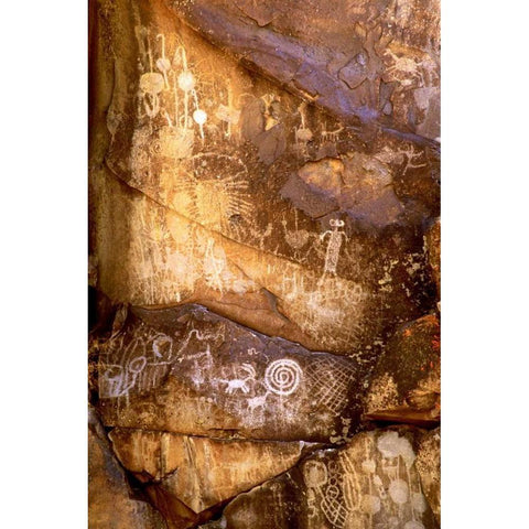 California, Little Petroglyph Canyon Petroglyphs Black Modern Wood Framed Art Print by Welling, Dave