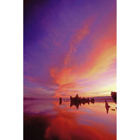 CA, Sunrise on Mono Lakes tufa formations Black Modern Wood Framed Art Print by Welling, Dave