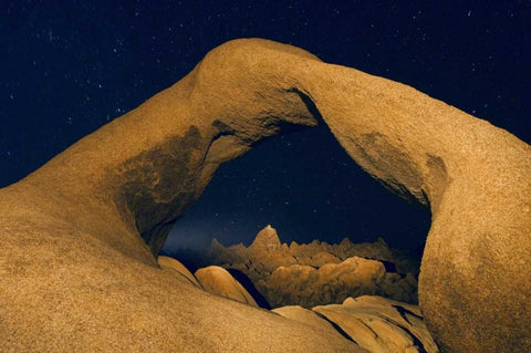 CA, Alabama Hills Mobius Arch illuminated Black Ornate Wood Framed Art Print with Double Matting by Kirkland, Dennis