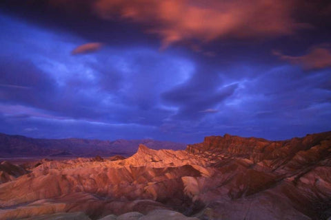 CA, Death Valley NP Sunrise at Zabriskie Point White Modern Wood Framed Art Print with Double Matting by Kaveney, Wendy