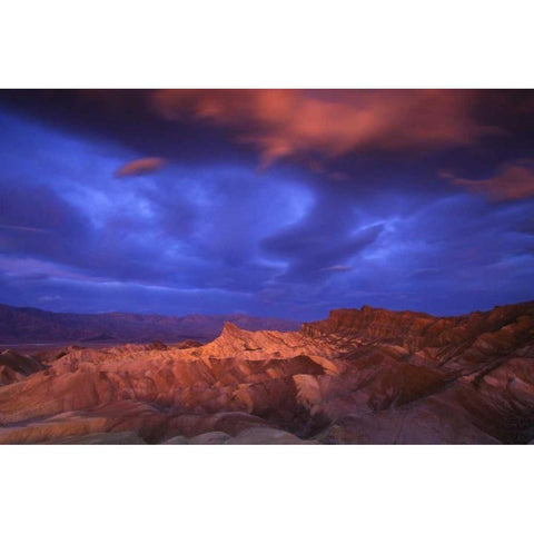 CA, Death Valley NP Sunrise at Zabriskie Point White Modern Wood Framed Art Print by Kaveney, Wendy