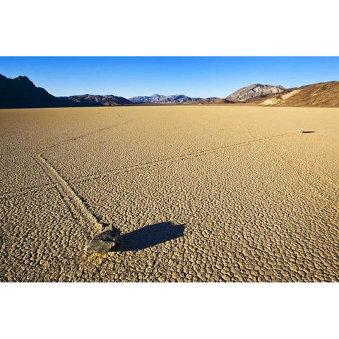 CA, Death Valley NP Two spirit stone trails Black Modern Wood Framed Art Print by Kaveney, Wendy