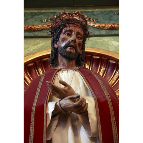 CA, Fremont, Statue of the Passion of Christ White Modern Wood Framed Art Print by Noble Gardner, Nancy