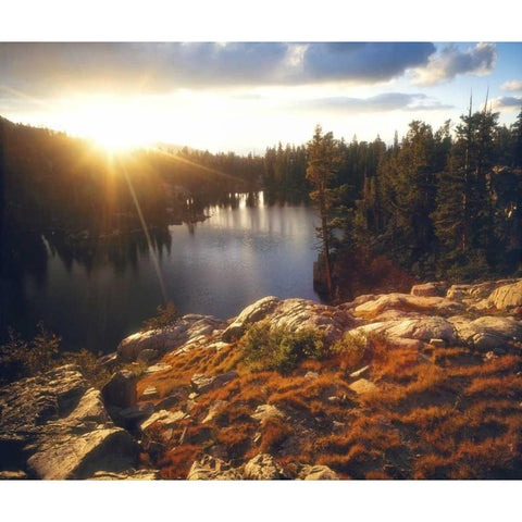 California Sunset over Skelton Lake Black Modern Wood Framed Art Print with Double Matting by Talbot Frank, Christopher